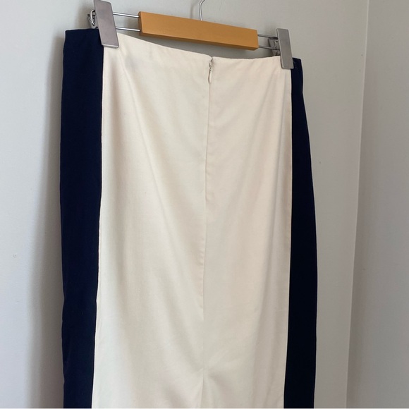 J. Crew Colorblock Wool Pencil Skirt Cream Black Size 4 Office Career - Picture 4 of 9
